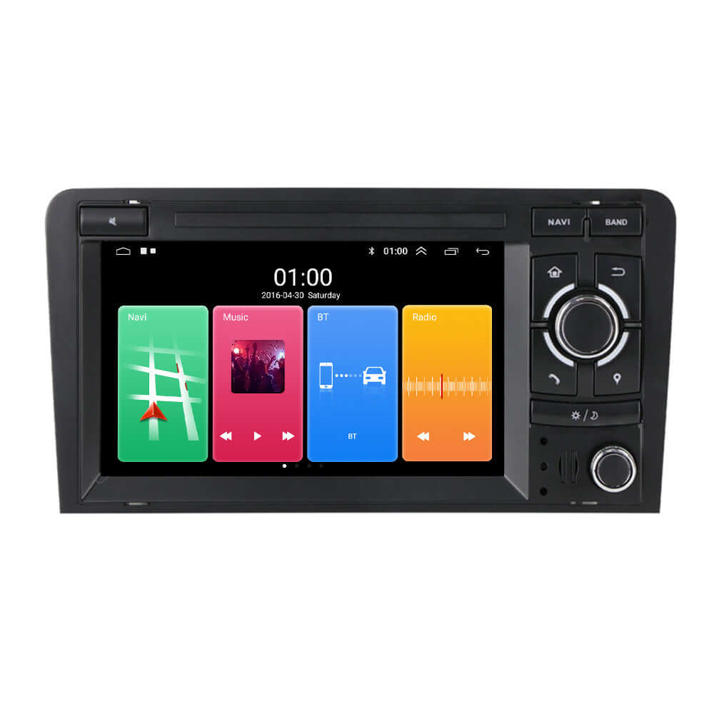 Audi A3 03-12 - 7" Radio m. Apple CarPlay og Android Auto (design 2) med touchscreen og moderne interface.